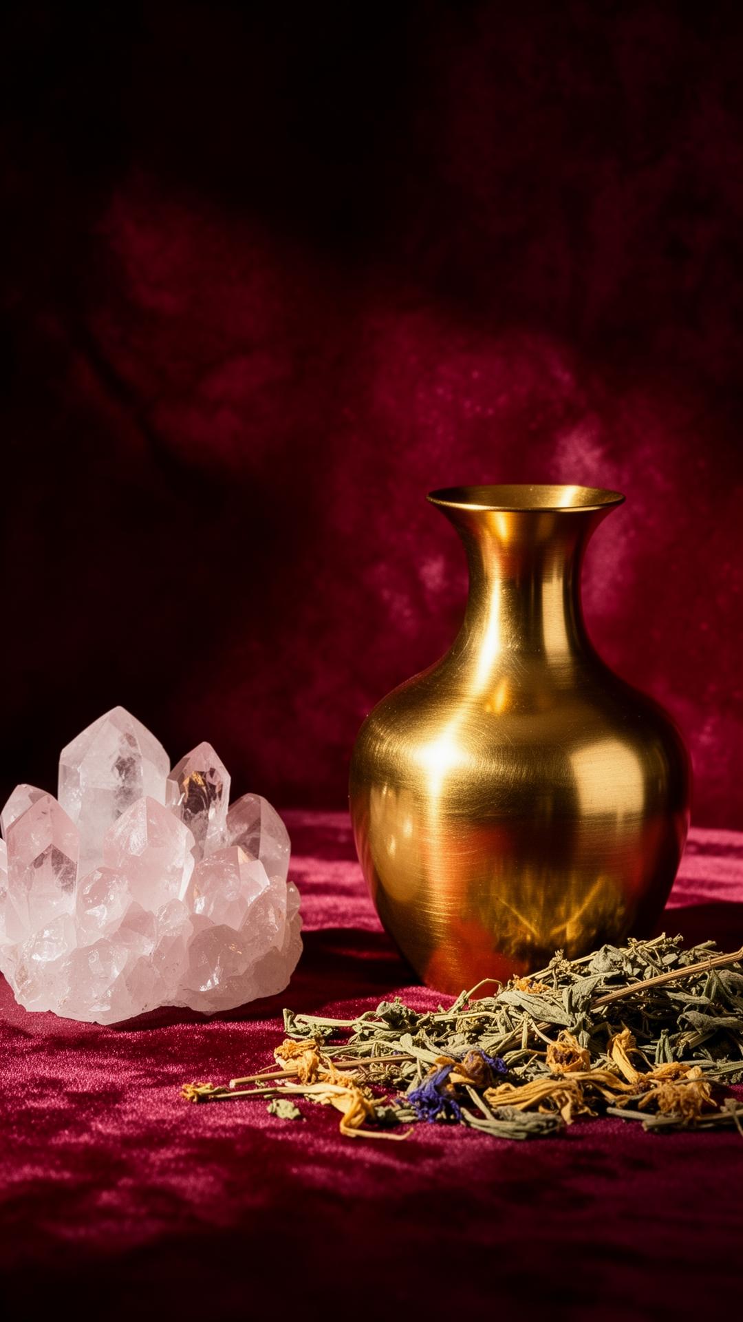 Ceremonial vessel and rose quartz